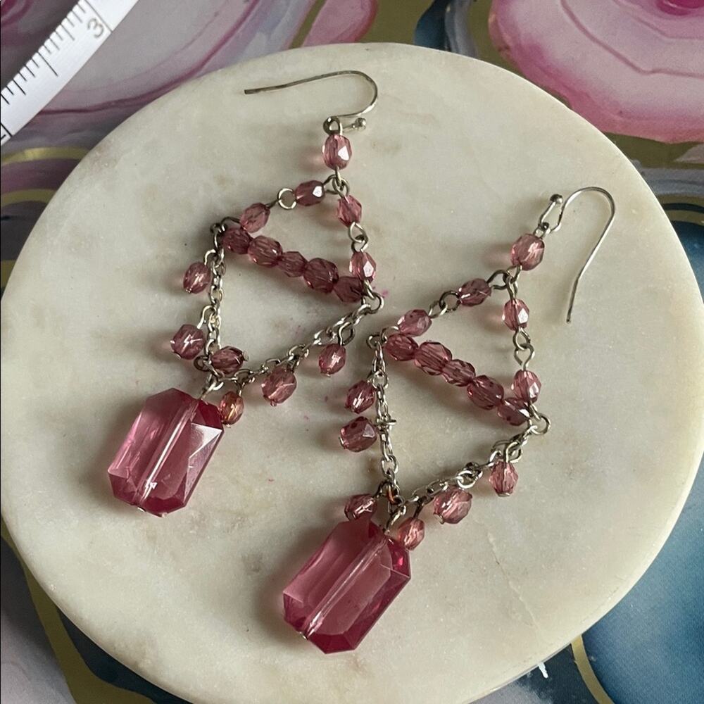 Elegant Pink Crystal Drop Earrings